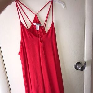 Red strappy tank dress